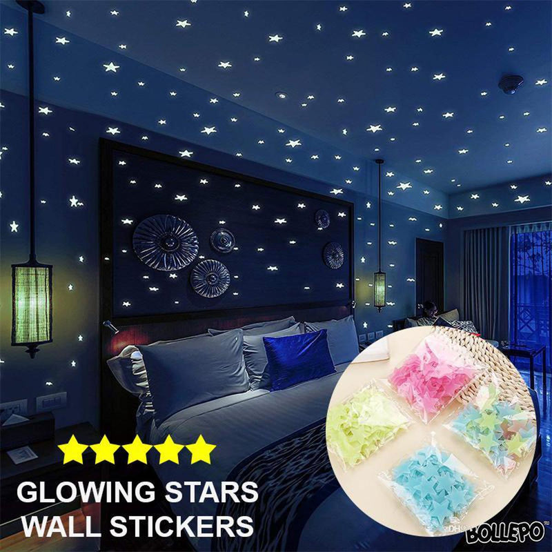 Glowing stars wall stickers in bedroom