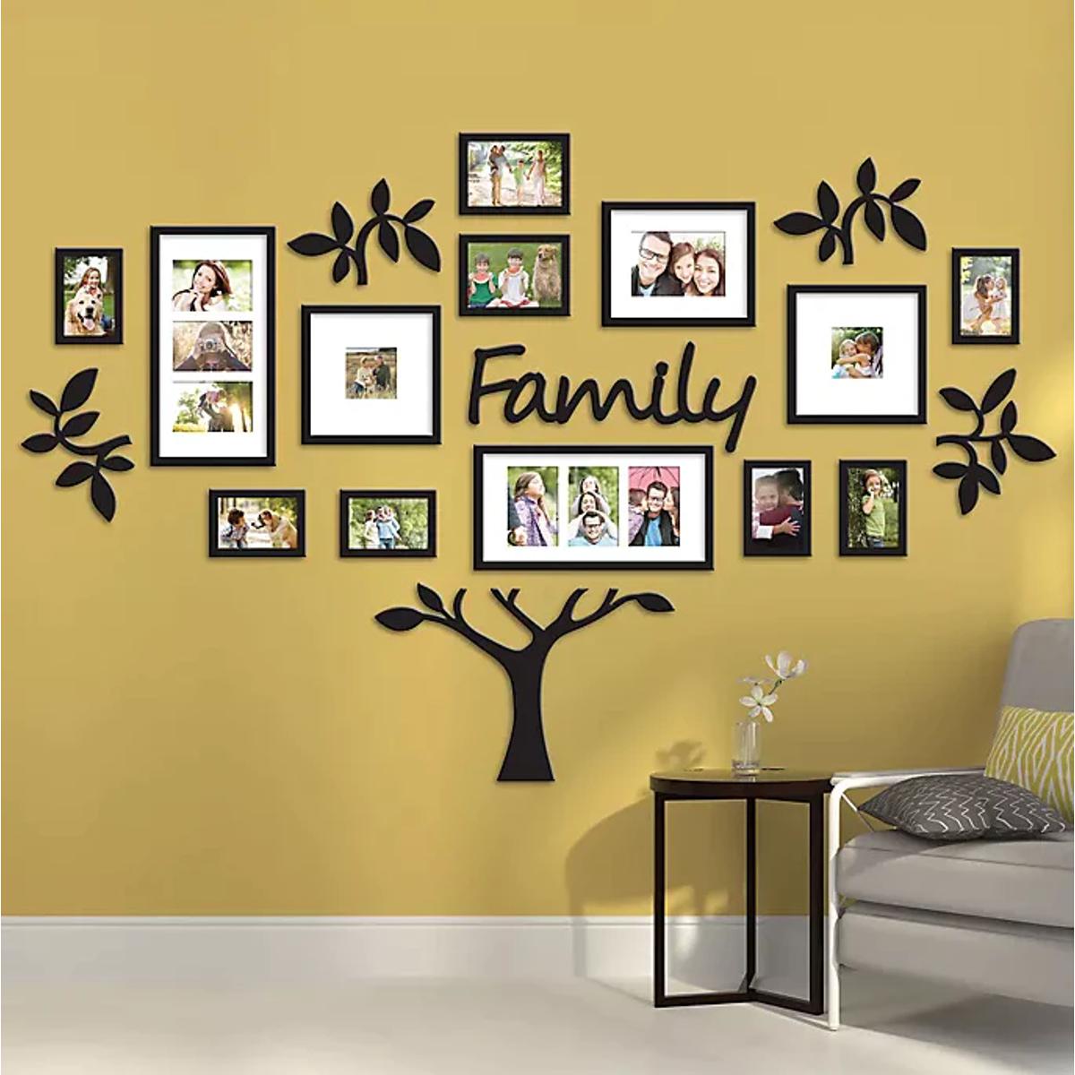 Family tree wall art with multiple photo frames