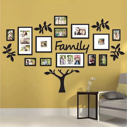 Family tree wall art with multiple photo frames