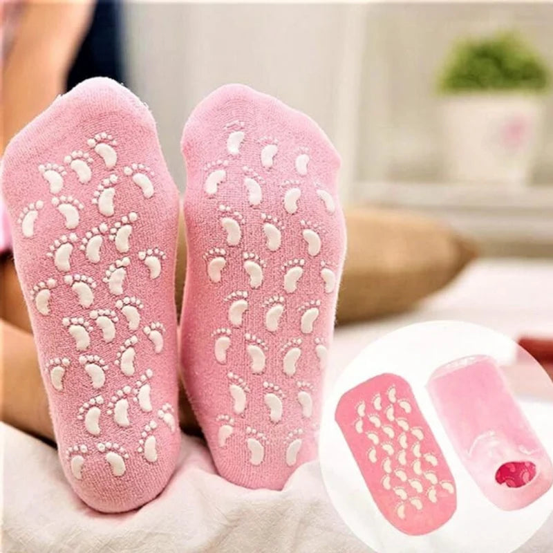 Spa Gel Socks Pink Sole View Non-Slip