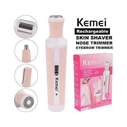Kemei 5-in-1 Women's Shaver Suit – Body, Nose, Eyebrow & Skin (KM-3024)